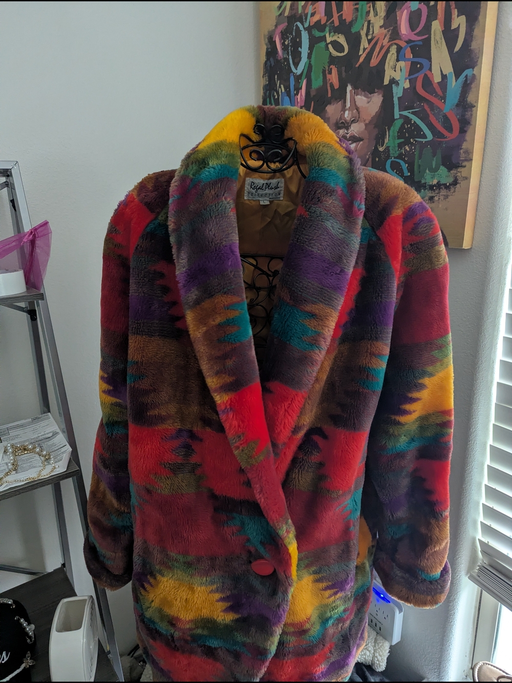 Multicolor Faux Fur Coat - Women's Statement Jacket